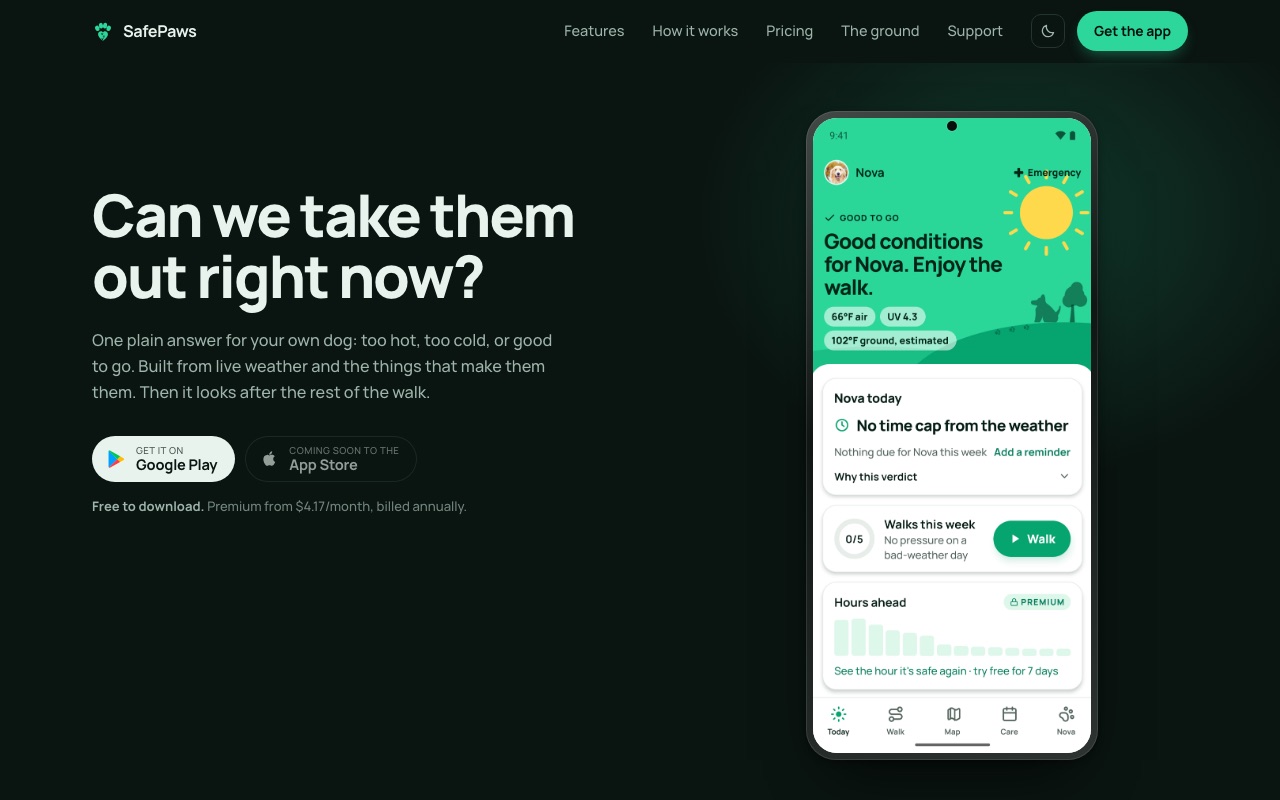 The SafePaws website, pawsafely.com